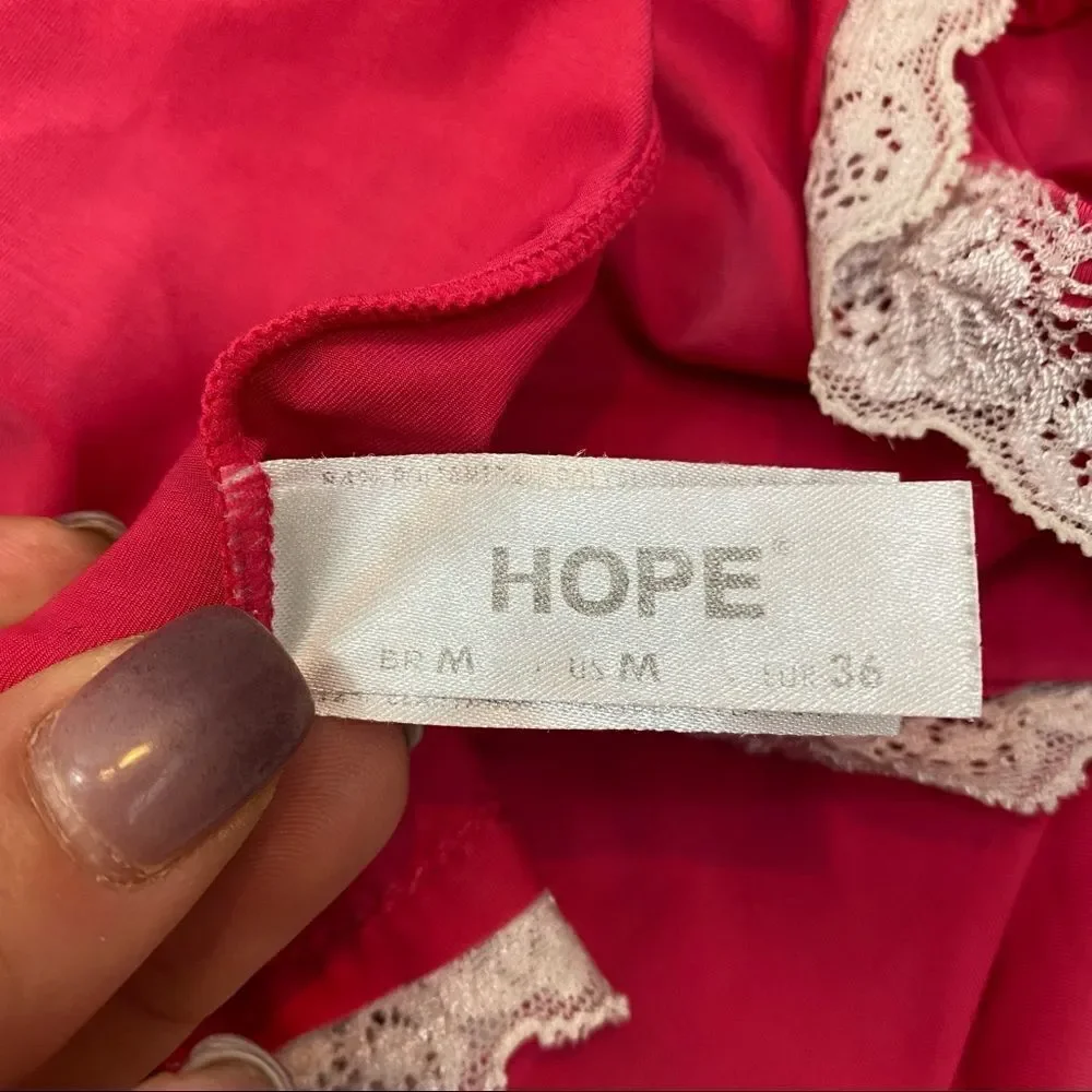 Hope Brand Pink and Ivory Open Back Mini Length Nightgown Lingerie Medium‎